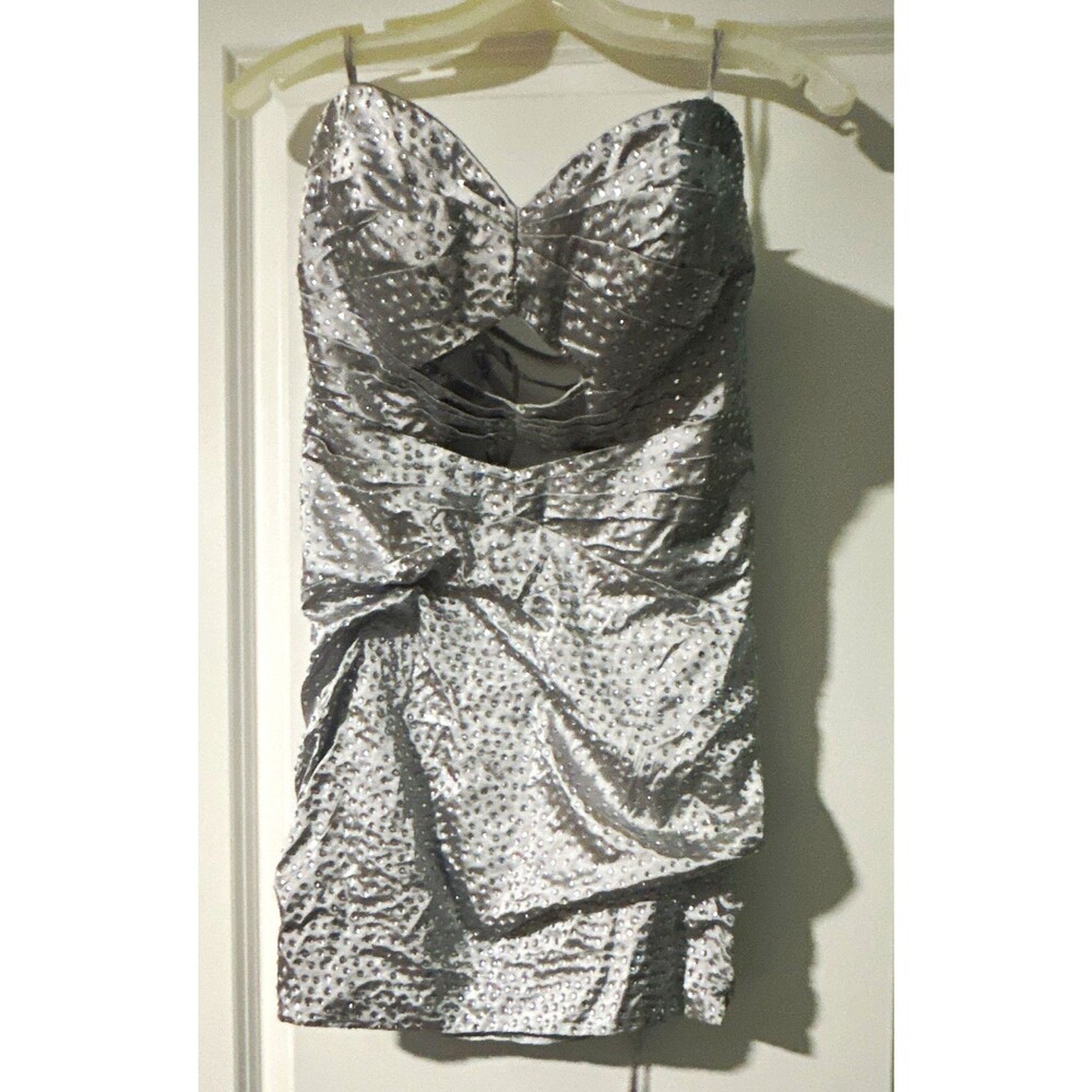 Women’s Silver Sweetheart Strapless Rhinestone Mini Dress: 4. NEVER WORN